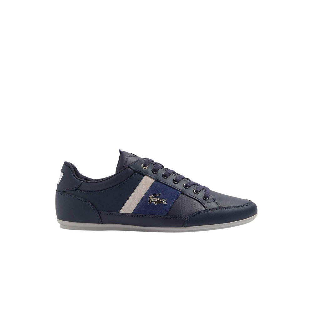 Lacoste Mens Chaymon Navy Blue Gold Croc Logo Casual Sneakers Shoes